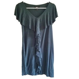 Mossimo Dark Teal Ruffled Cap Sleeve Dress